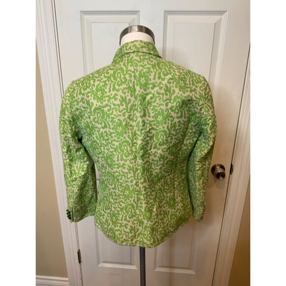 J. Crew Green Tan Floral Embroidered Linen Blazer, Size 10 - Picture 5 of 6